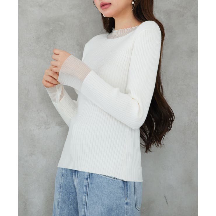 シアドッギング長袖リブニットトップス | SAISON DE PAPILLON  | 詳細画像11 