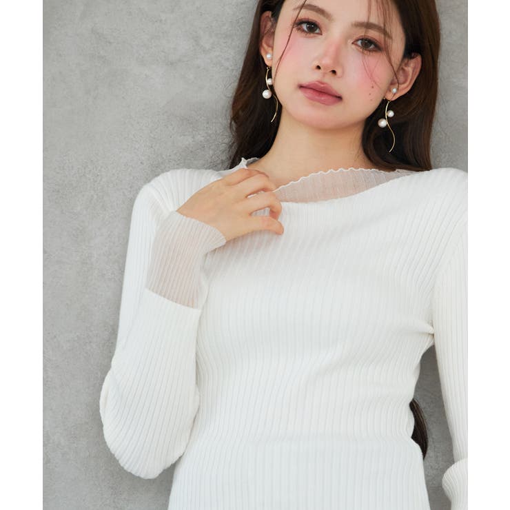 シアドッギング長袖リブニットトップス | SAISON DE PAPILLON  | 詳細画像15 