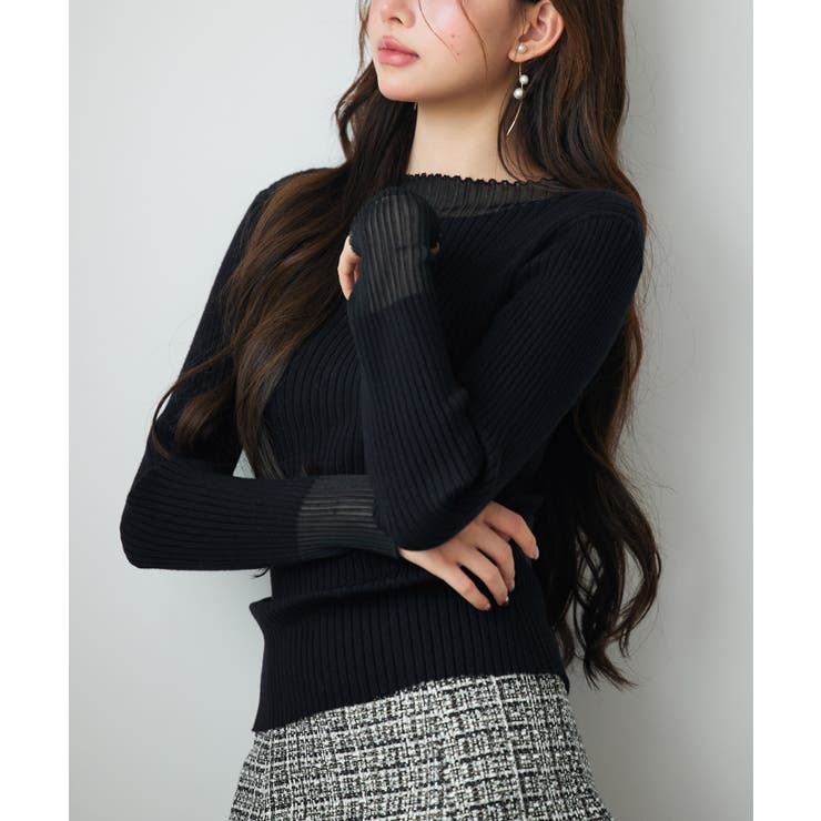 シアドッギング長袖リブニットトップス | SAISON DE PAPILLON  | 詳細画像41 