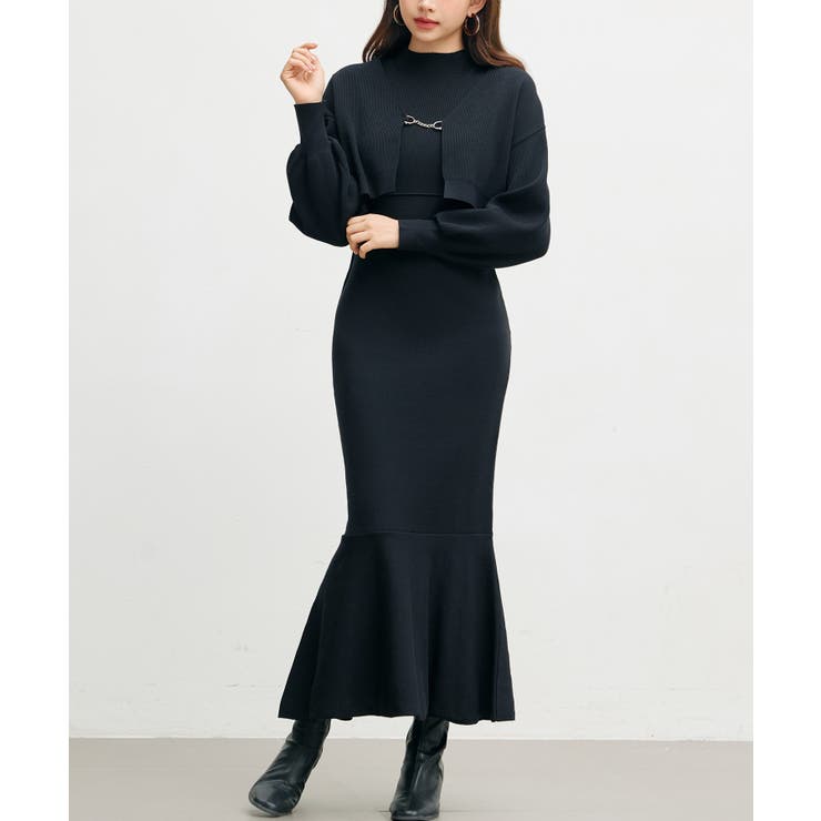 ブラック | アンサンブル・マーメイドニットワンピース | SAISON DE PAPILLON 