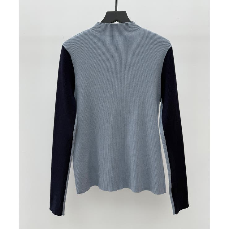 袖配色 ボトル・ネックリブニットプルオーバー | SAISON DE PAPILLON  | 詳細画像14 