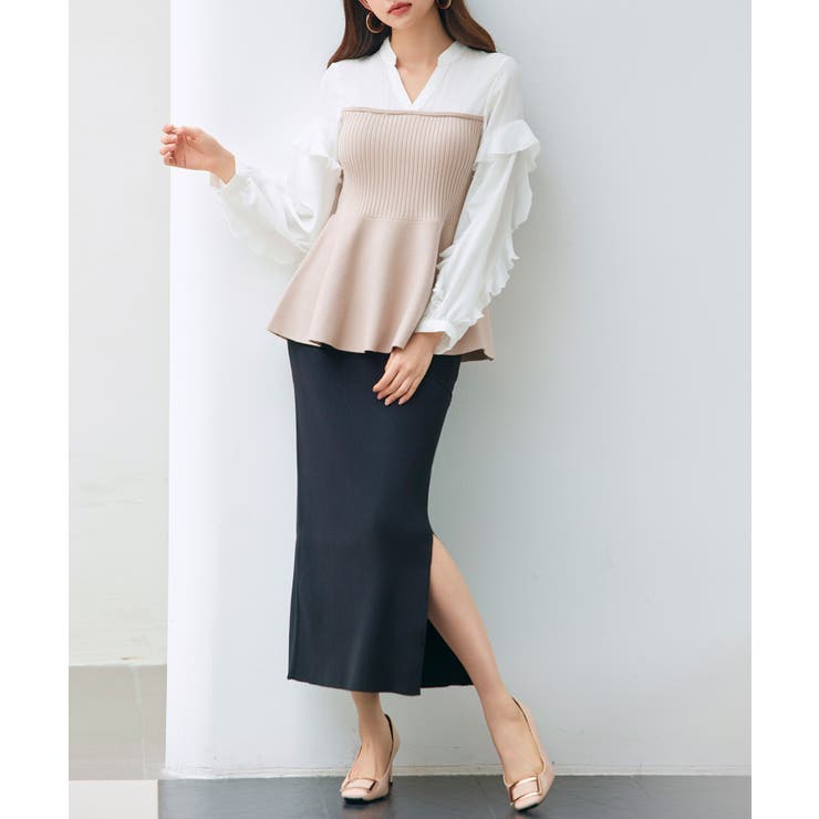 ニットビスチェドッキングペプラムブラウン | SAISON DE PAPILLON  | 詳細画像17 