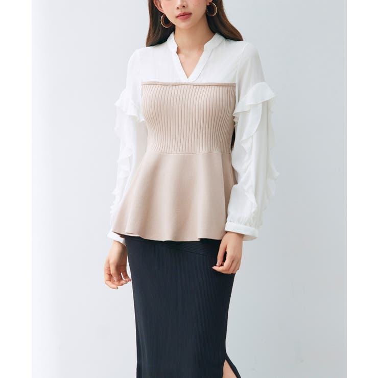 ニットビスチェドッキングペプラムブラウン | SAISON DE PAPILLON  | 詳細画像18 