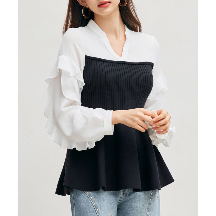 ニットビスチェドッキングペプラムブラウン | SAISON DE PAPILLON  | 詳細画像24 