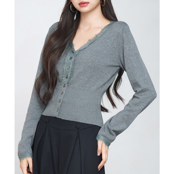 ハイウエストショート丈ニットカーディガン[品番：DSSW0005406