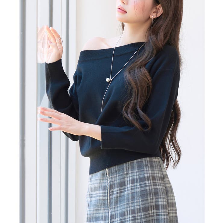 オフショルダー 長袖 ニットトッブス | SAISON DE PAPILLON  | 詳細画像40 
