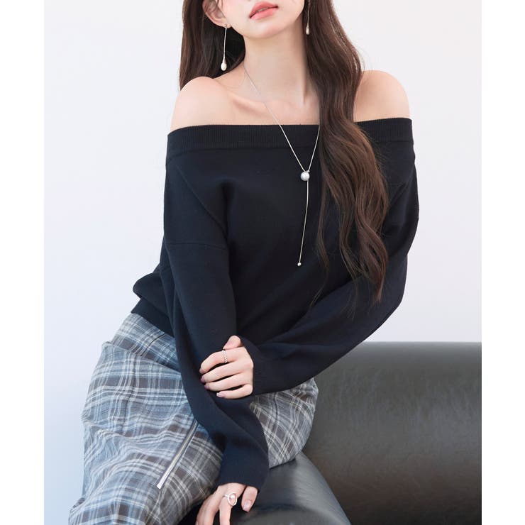 オフショルダー 長袖 ニットトッブス | SAISON DE PAPILLON  | 詳細画像41 