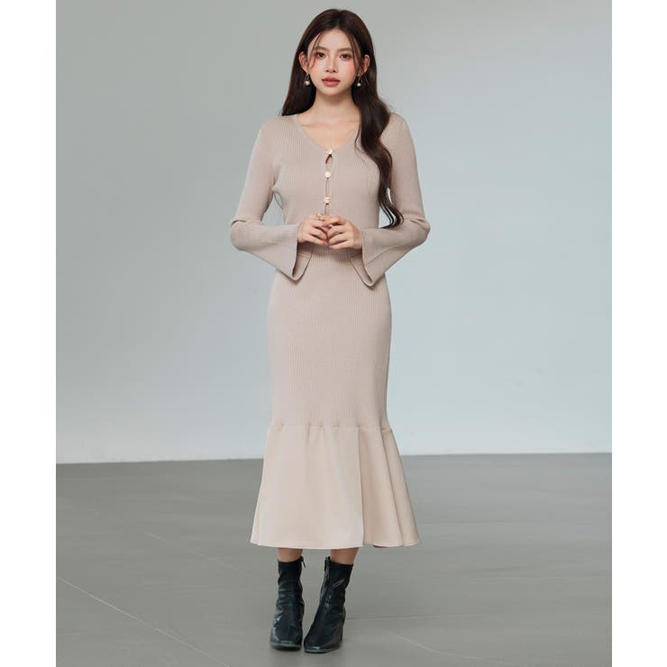 デシンドッキングマーメイドニットワンピース[品番：DSSW0005408