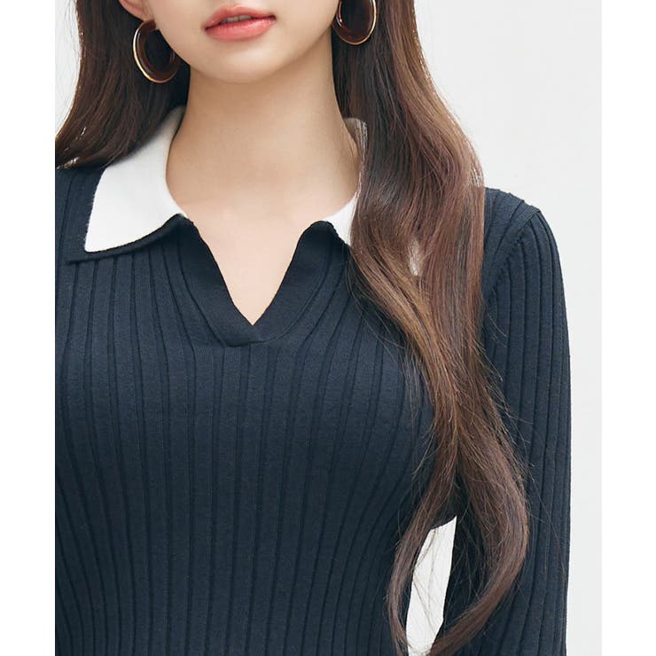 レイヤー配色カラーリブニット | SAISON DE PAPILLON  | 詳細画像24 