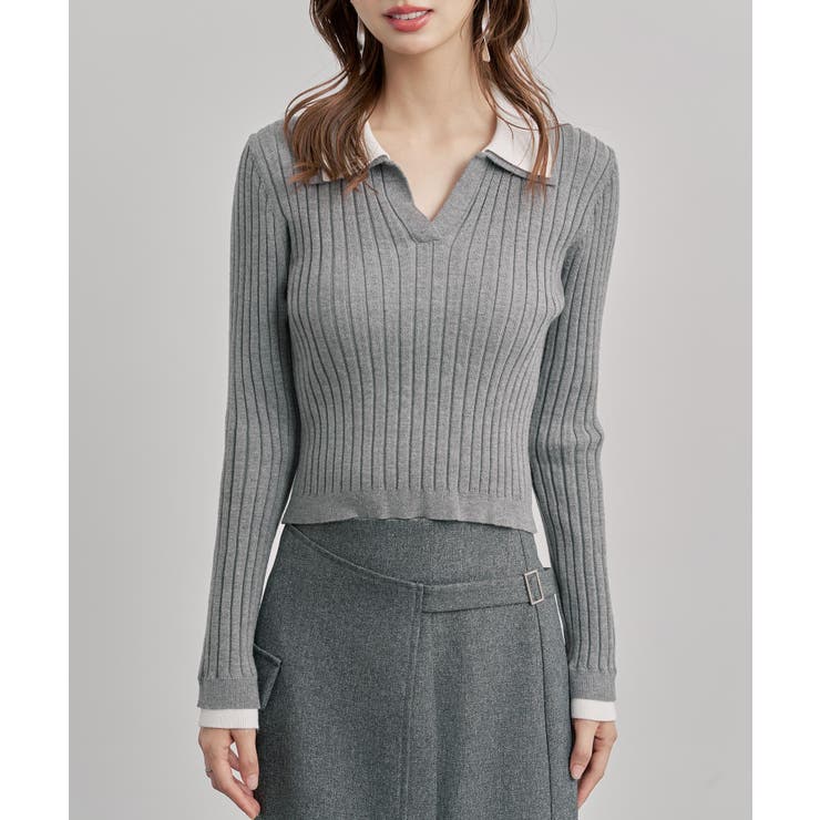 レイヤー配色カラーリブニット | SAISON DE PAPILLON  | 詳細画像12 