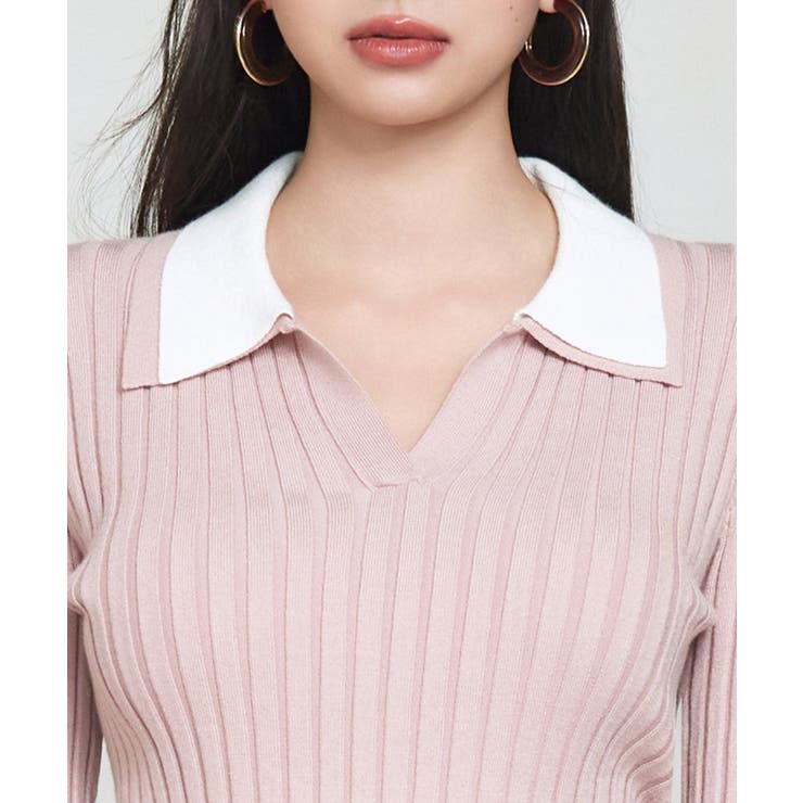 レイヤー配色カラーリブニット | SAISON DE PAPILLON  | 詳細画像9 