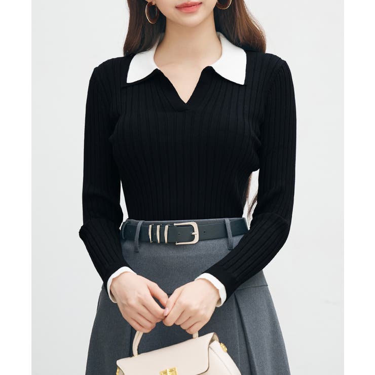 レイヤー配色カラーリブニット | SAISON DE PAPILLON  | 詳細画像27 