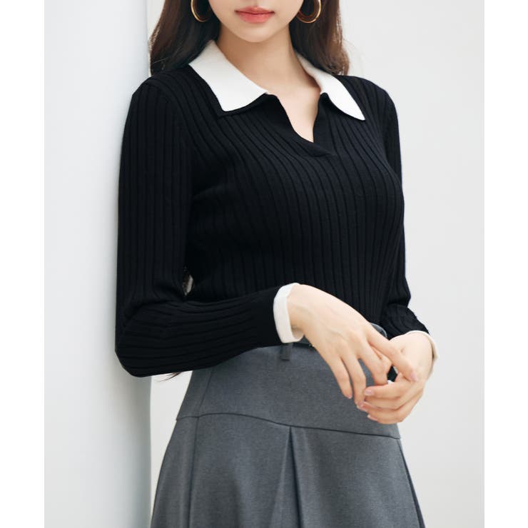 レイヤー配色カラーリブニット | SAISON DE PAPILLON  | 詳細画像28 