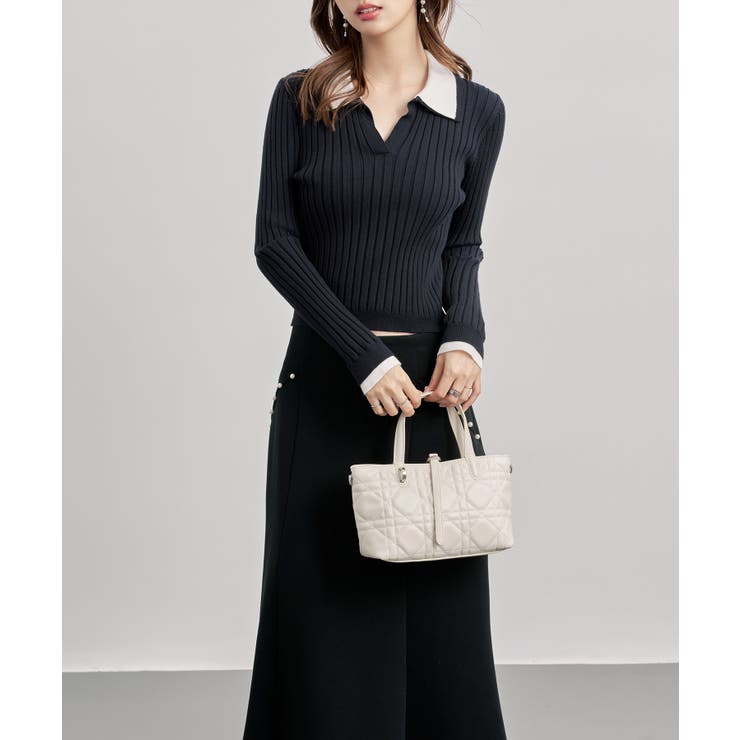 レイヤー配色カラーリブニット | SAISON DE PAPILLON  | 詳細画像31 