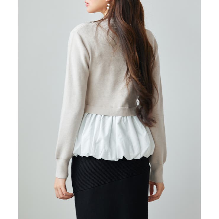 異素材フリルバルーンペプラムニットトップス | SAISON DE PAPILLON  | 詳細画像12 