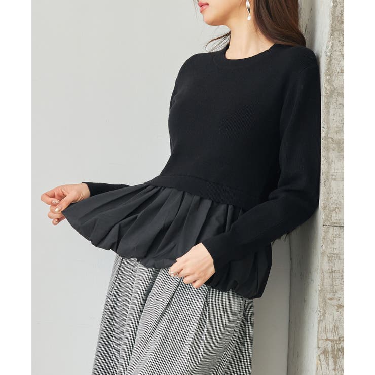 異素材フリルバルーンペプラムニットトップス | SAISON DE PAPILLON  | 詳細画像18 