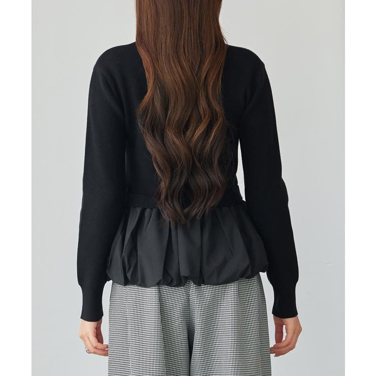 異素材フリルバルーンペプラムニットトップス | SAISON DE PAPILLON  | 詳細画像19 