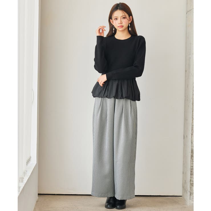 異素材フリルバルーンペプラムニットトップス | SAISON DE PAPILLON  | 詳細画像20 