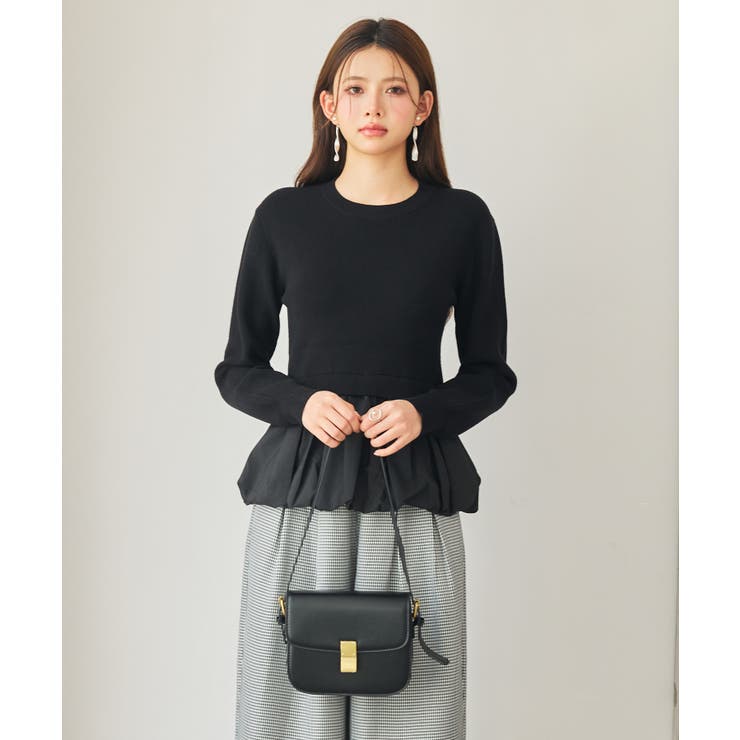 異素材フリルバルーンペプラムニットトップス | SAISON DE PAPILLON  | 詳細画像21 