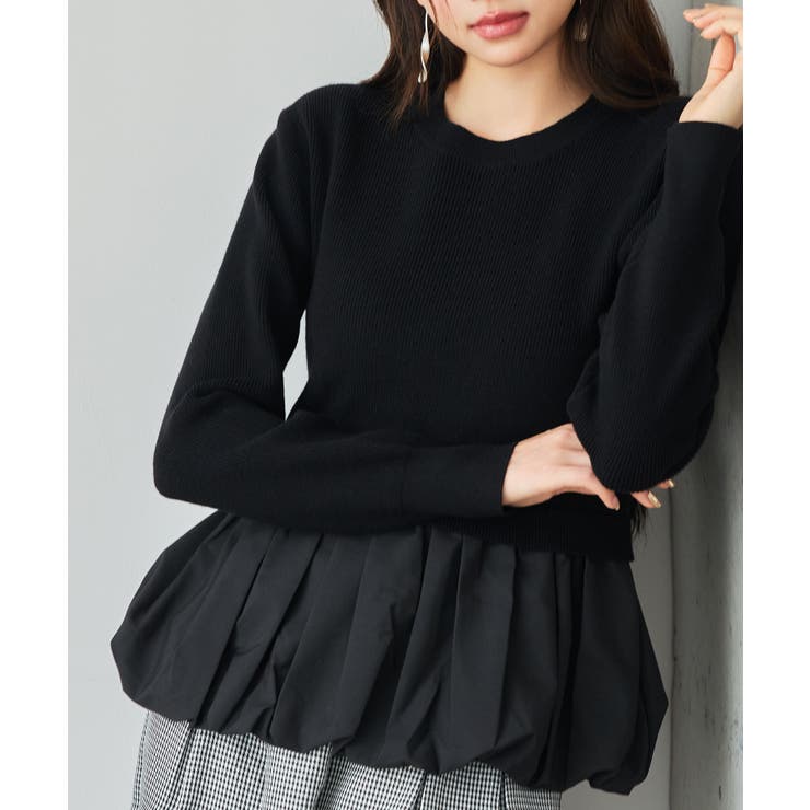 異素材フリルバルーンペプラムニットトップス | SAISON DE PAPILLON  | 詳細画像23 