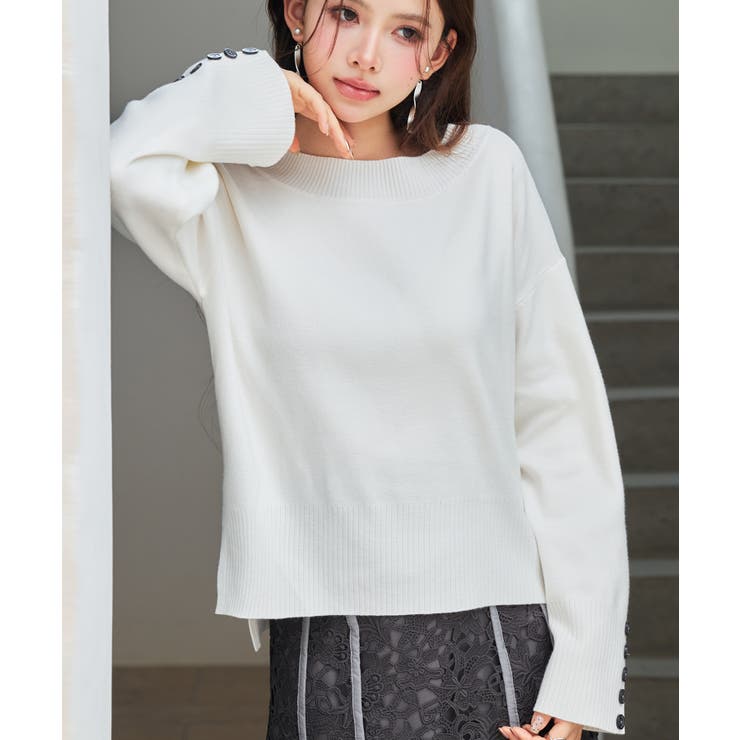 アイボリー | ドロップド・ショルダーショート丈セーター | SAISON DE PAPILLON 