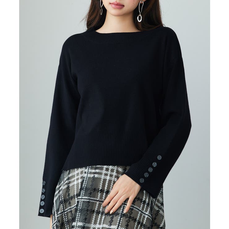 ブラック | ドロップド・ショルダーショート丈セーター | SAISON DE PAPILLON 