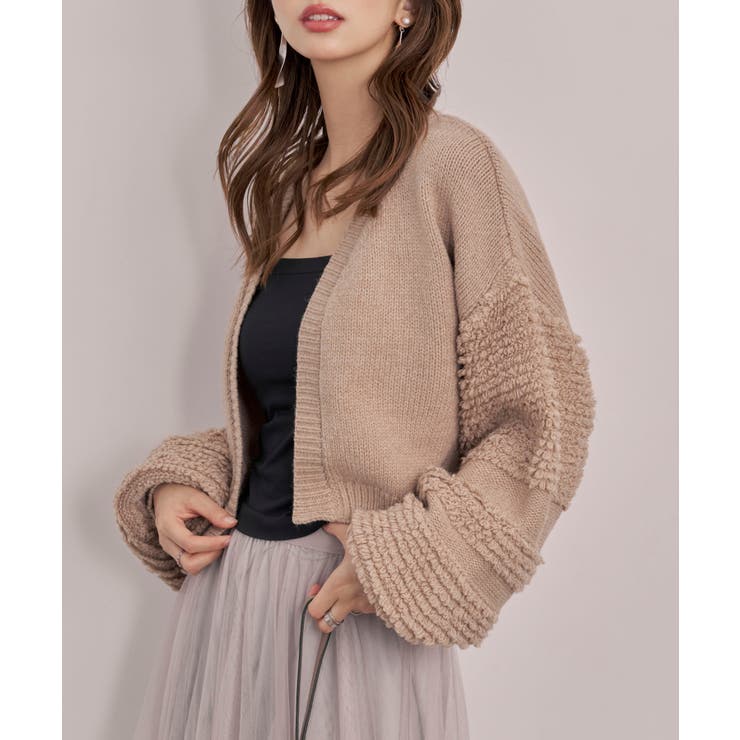 ショート丈ボリュームニットカーディガン  | SAISON DE PAPILLON  | 詳細画像4 