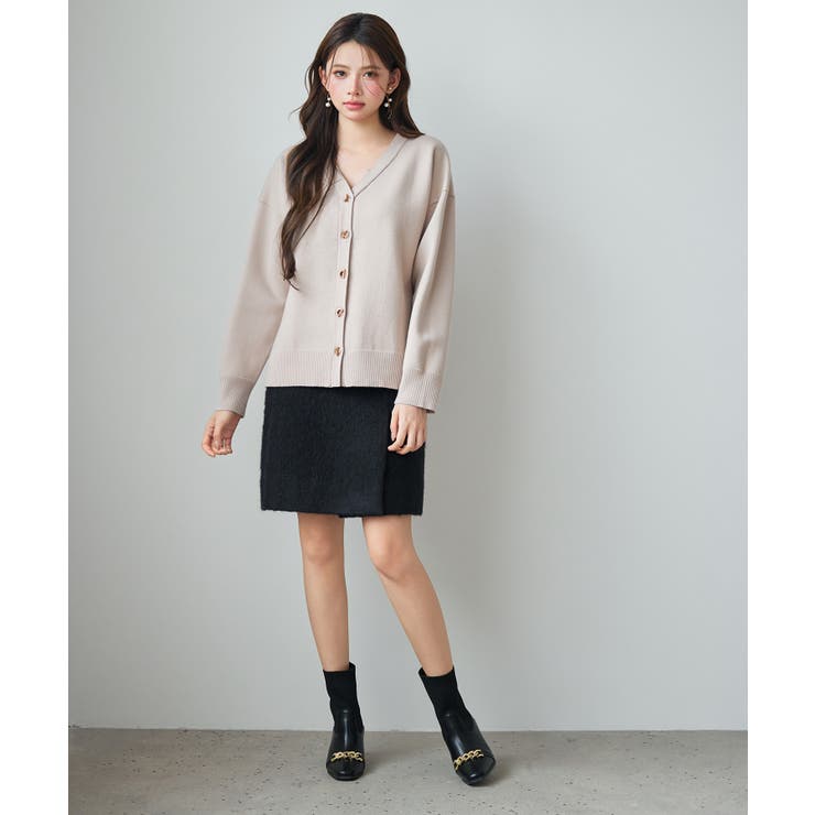 ハトメ釦Vネック長袖ニットカーディガン | SAISON DE PAPILLON  | 詳細画像10 