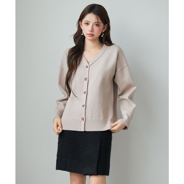 ハトメ釦Vネック長袖ニットカーディガン | SAISON DE PAPILLON  | 詳細画像11 