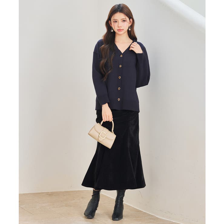 ハトメ釦Vネック長袖ニットカーディガン | SAISON DE PAPILLON  | 詳細画像5 