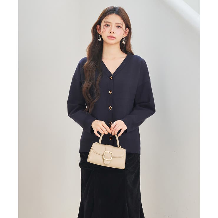 ハトメ釦Vネック長袖ニットカーディガン | SAISON DE PAPILLON  | 詳細画像6 