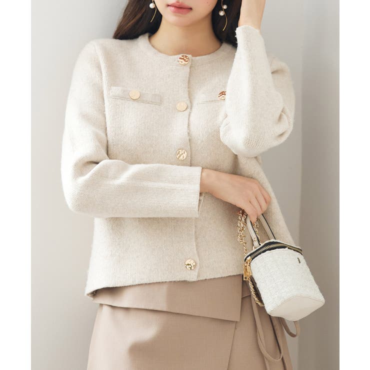 ノーカラーショート丈ニットカーディガン | SAISON DE PAPILLON  | 詳細画像17 