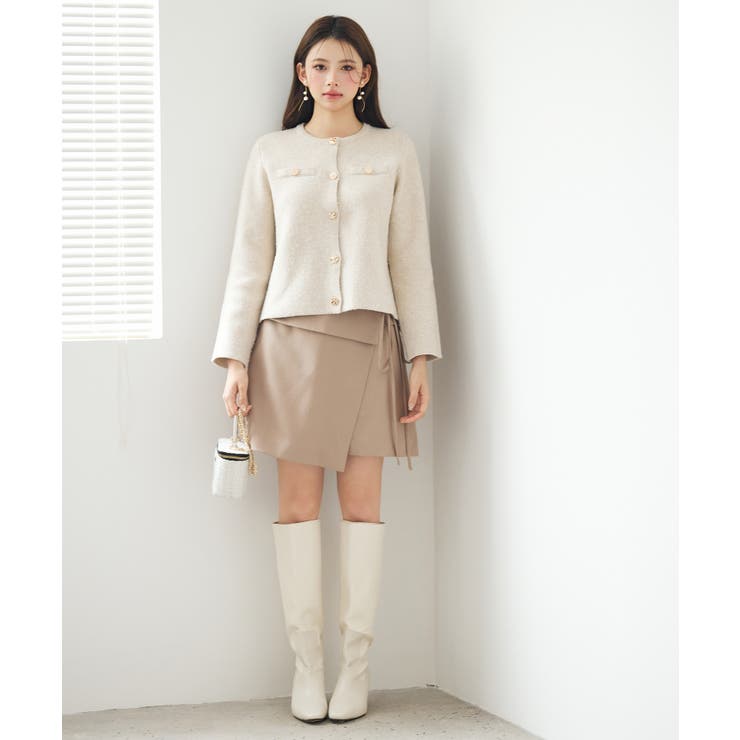 ノーカラーショート丈ニットカーディガン | SAISON DE PAPILLON  | 詳細画像20 