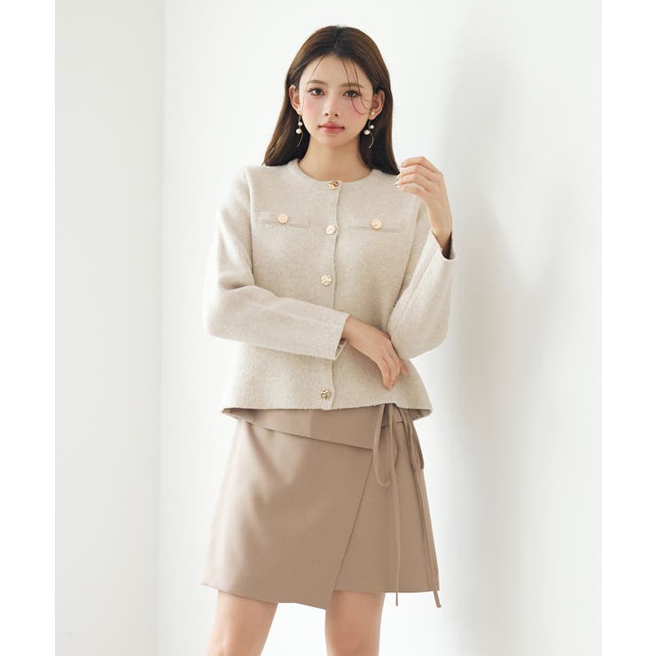 ノーカラーショート丈ニットカーディガン | SAISON DE PAPILLON  | 詳細画像21 