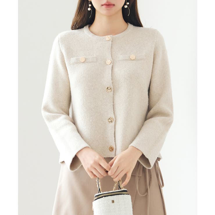 ノーカラーショート丈ニットカーディガン | SAISON DE PAPILLON  | 詳細画像23 