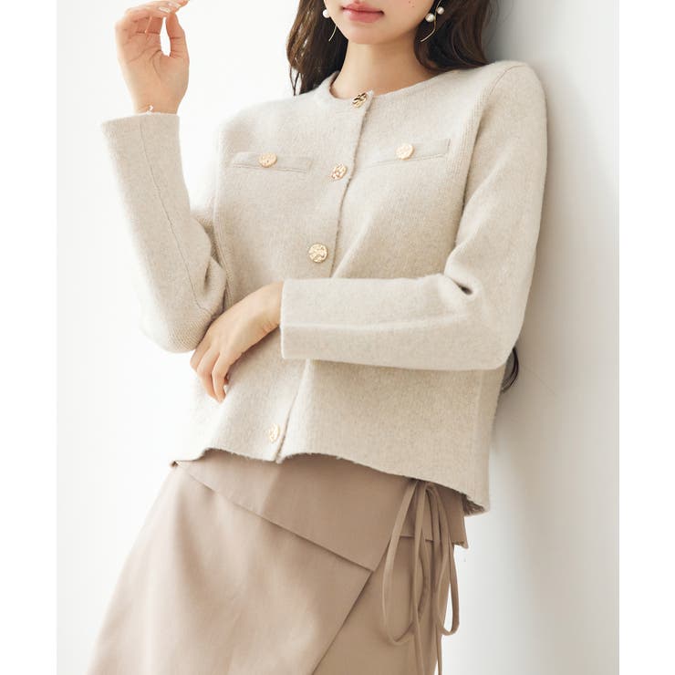 ノーカラーショート丈ニットカーディガン | SAISON DE PAPILLON  | 詳細画像24 