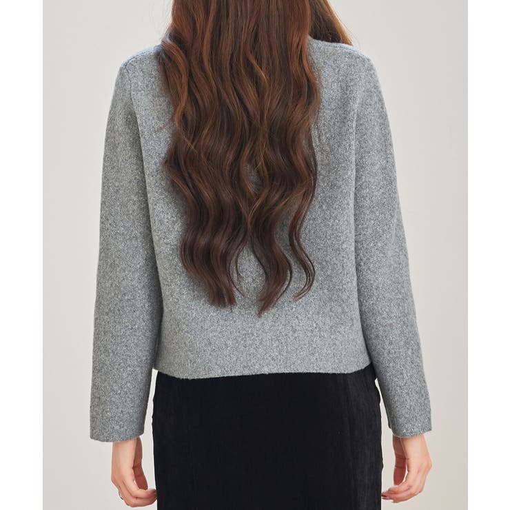 ノーカラーショート丈ニットカーディガン | SAISON DE PAPILLON  | 詳細画像5 