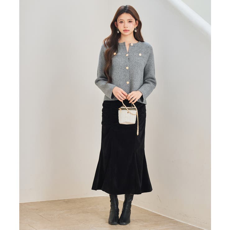 ノーカラーショート丈ニットカーディガン | SAISON DE PAPILLON  | 詳細画像6 