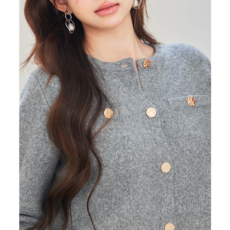 ノーカラーショート丈ニットカーディガン | SAISON DE PAPILLON  | 詳細画像8 