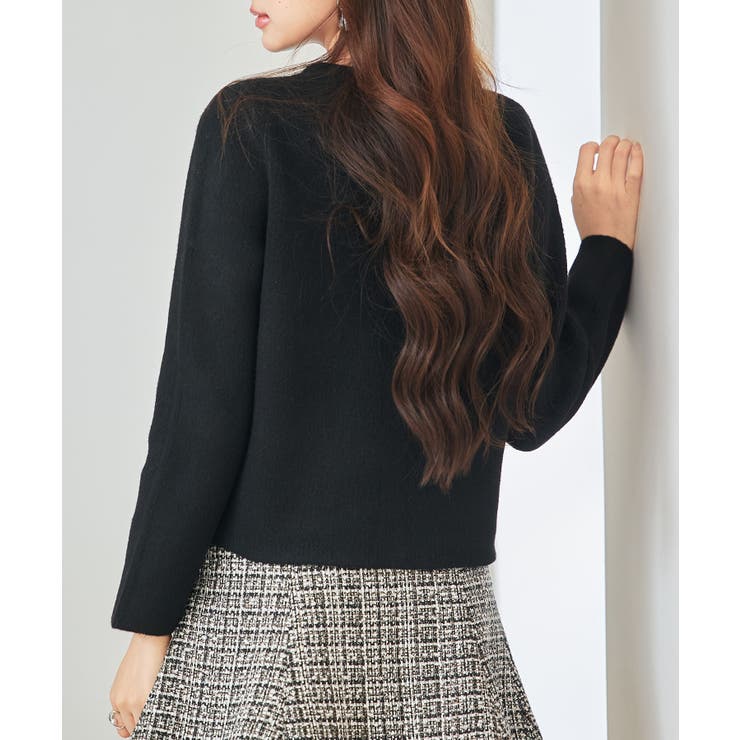 ノーカラーショート丈ニットカーディガン | SAISON DE PAPILLON  | 詳細画像10 