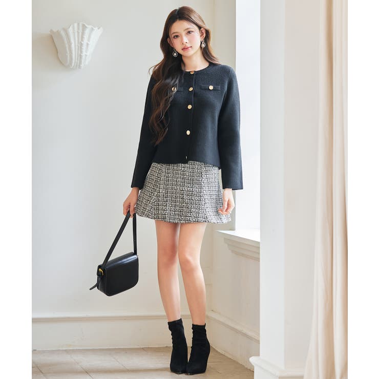 ノーカラーショート丈ニットカーディガン | SAISON DE PAPILLON  | 詳細画像11 