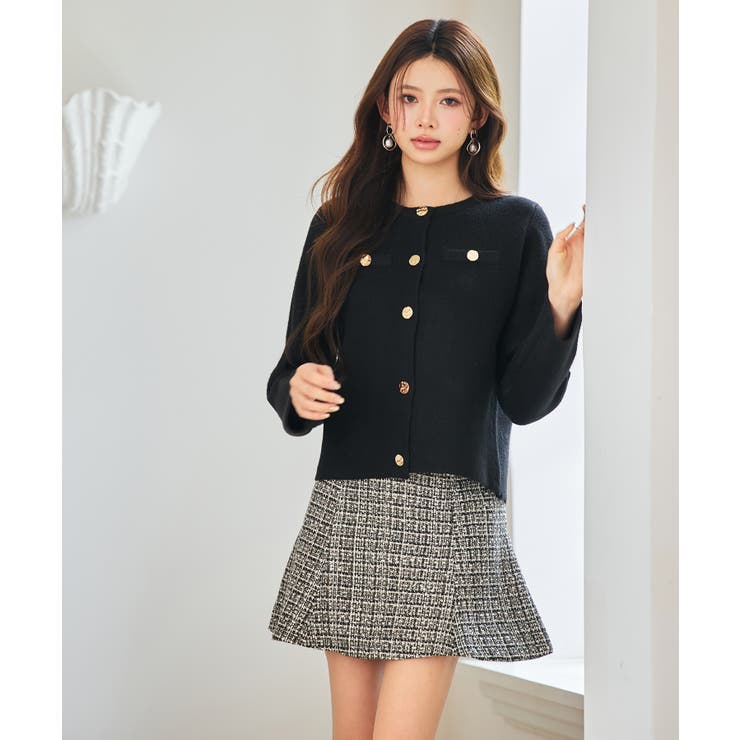 ノーカラーショート丈ニットカーディガン | SAISON DE PAPILLON  | 詳細画像12 