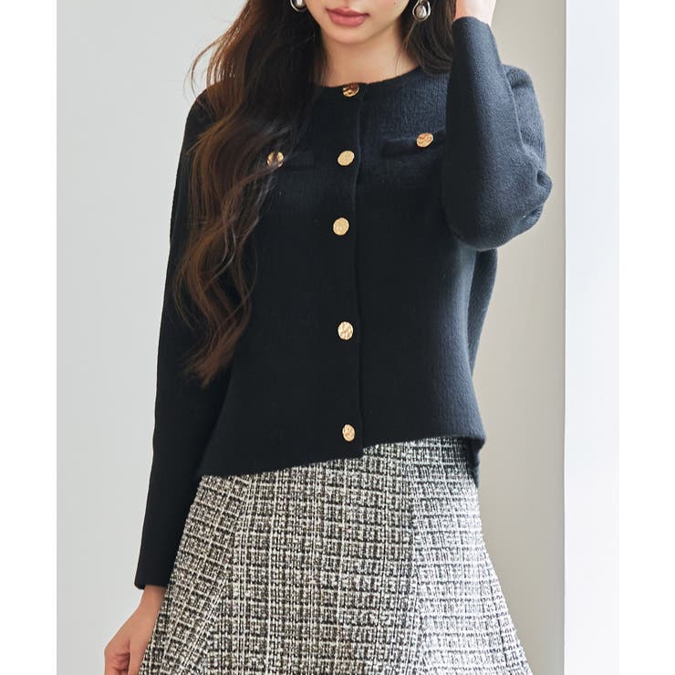 ノーカラーショート丈ニットカーディガン | SAISON DE PAPILLON  | 詳細画像13 