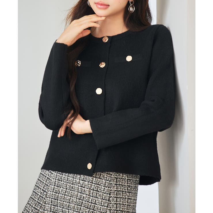 ノーカラーショート丈ニットカーディガン | SAISON DE PAPILLON  | 詳細画像15 