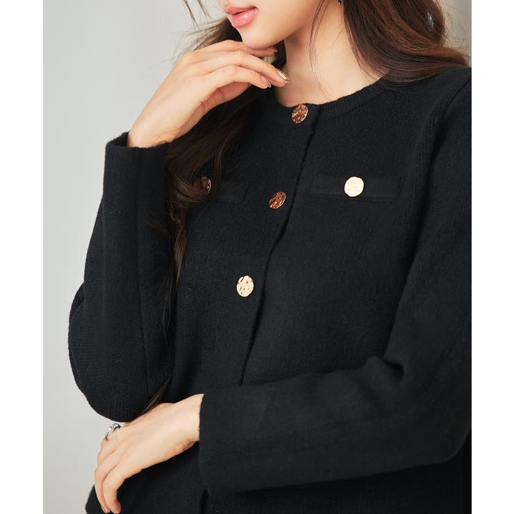 ノーカラーショート丈ニットカーディガン | SAISON DE PAPILLON  | 詳細画像16 