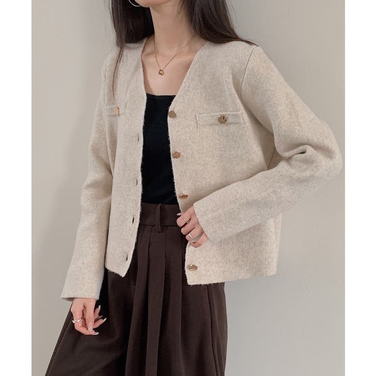 Vネックのショート丈ニットカーディガン | SAISON DE PAPILLON  | 詳細画像11 