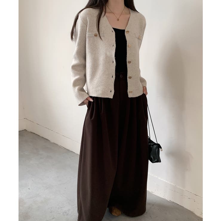 Vネックのショート丈ニットカーディガン | SAISON DE PAPILLON  | 詳細画像14 