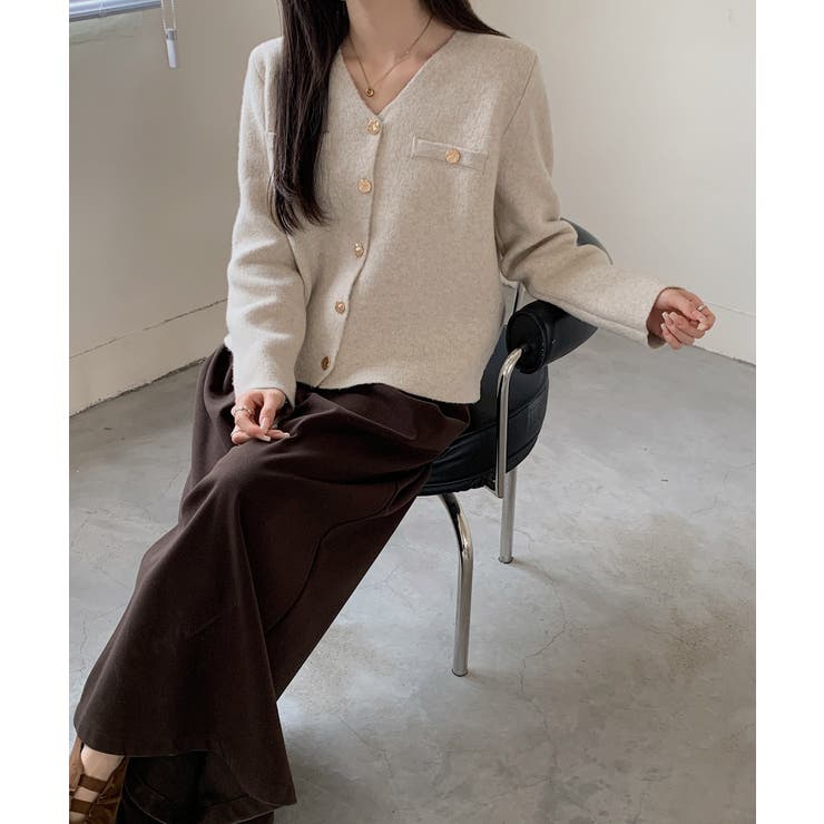 Vネックのショート丈ニットカーディガン | SAISON DE PAPILLON  | 詳細画像15 