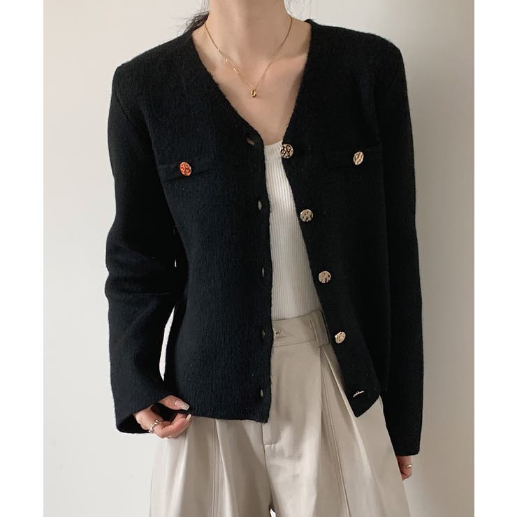 Vネックのショート丈ニットカーディガン | SAISON DE PAPILLON  | 詳細画像26 