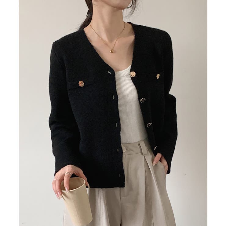 Vネックのショート丈ニットカーディガン | SAISON DE PAPILLON  | 詳細画像27 